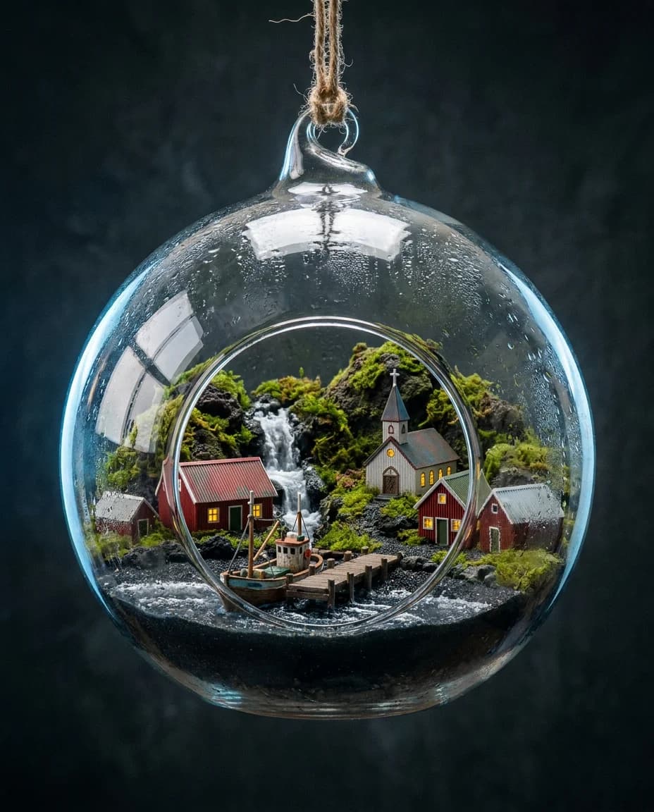 Icelandic Village in a Glass Bulb