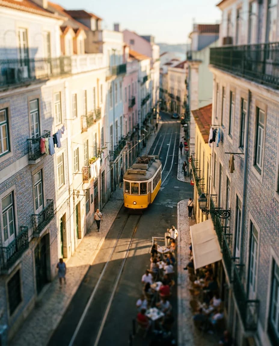 Tilt-Shift Lisbon Tram Street