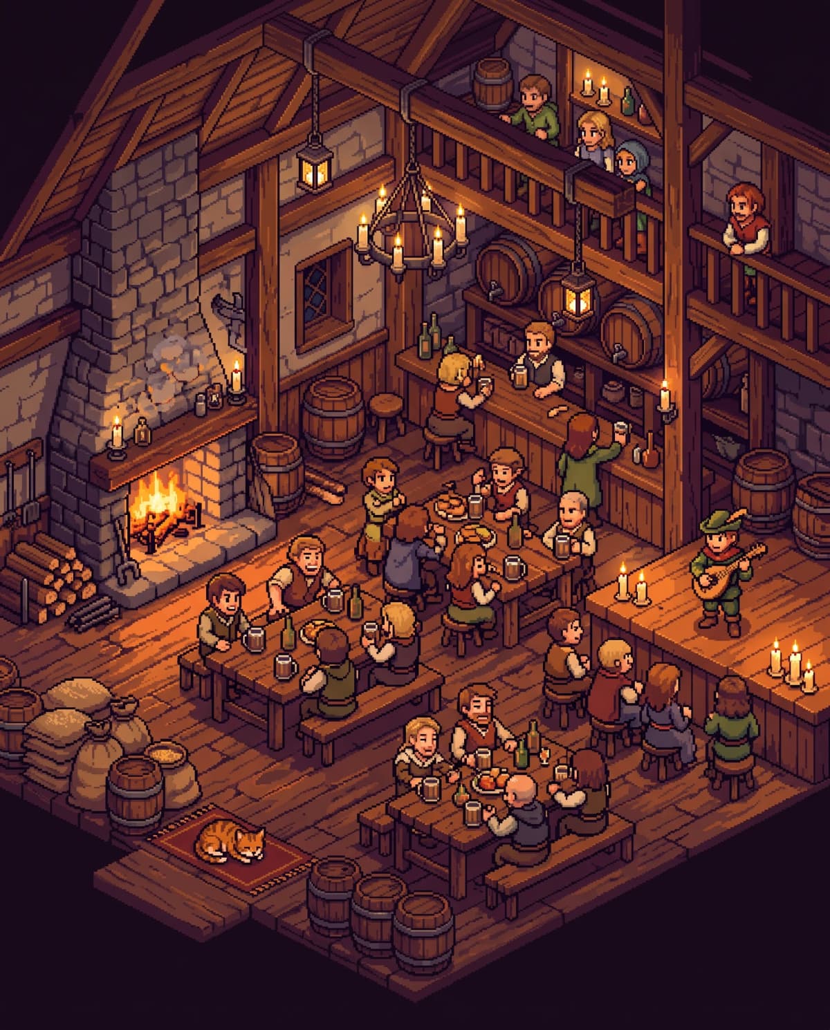 Isometric Pixel-Art Tavern