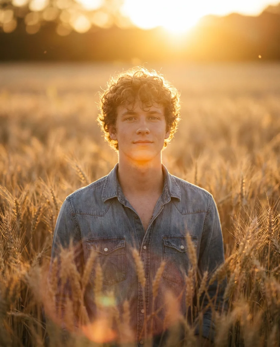 Golden-Hour Rim Light in Wheat